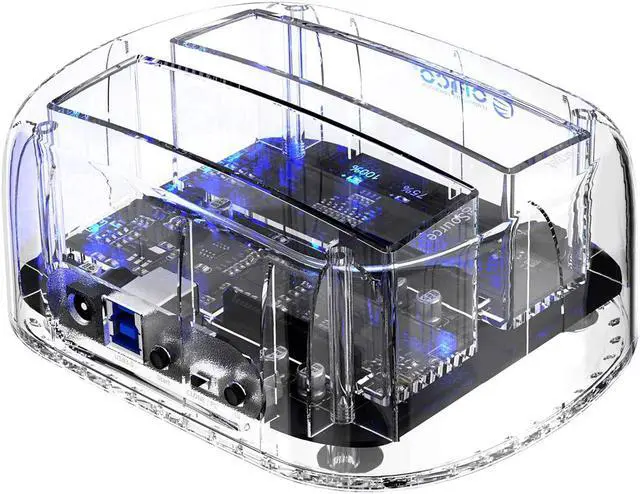 Alt view image 6 of 7 - USB 3.0 to SATA I/II/III Dual Bay External Hard Drive Docking Station Transparent Hard Drive Enclosure for 2.5 or 3.5 in HDD SSD with Offline Clone/Duplicator Function [ 24TB Support ]