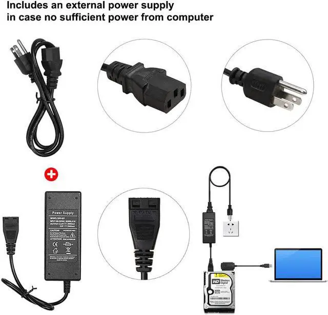 Alt view image 6 of 7 - SATA PATA IDE Hard Drive to USB Adapter Converter Cable for Disk HDD SSD 2.5" 3.5" with AC Power Supply, Internal to External Laptop PC Mac File Data Transfer Reader Kit, Recovery Conversion Cord