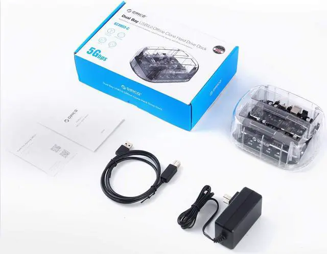 Alt view image 7 of 7 - USB 3.0 to SATA I/II/III Dual Bay External Hard Drive Docking Station Transparent Hard Drive Enclosure for 2.5 or 3.5 in HDD SSD with Offline Clone/Duplicator Function [ 24TB Support ]