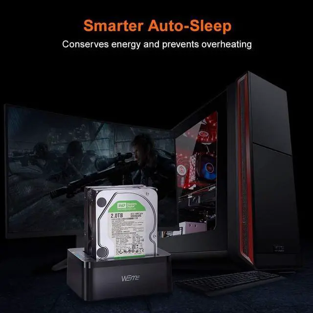 Alt view image 6 of 7 - USB C 3.0 to SATA External Hard Drive Dock Docking Station, SSD HDD Disk Duplicator Cloner for Dual Bay 2.5 3.5 Inch SATA I II III, Support UASP and Auto Sleep and 2X 12TB, Black