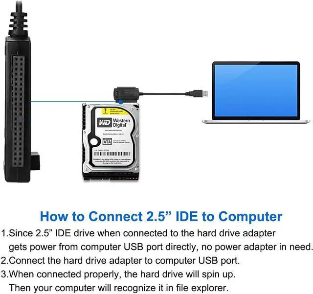 Alt view image 5 of 7 - SATA PATA IDE Hard Drive to USB Adapter Converter Cable for Disk HDD SSD 2.5" 3.5" with AC Power Supply, Internal to External Laptop PC Mac File Data Transfer Reader Kit, Recovery Conversion Cord