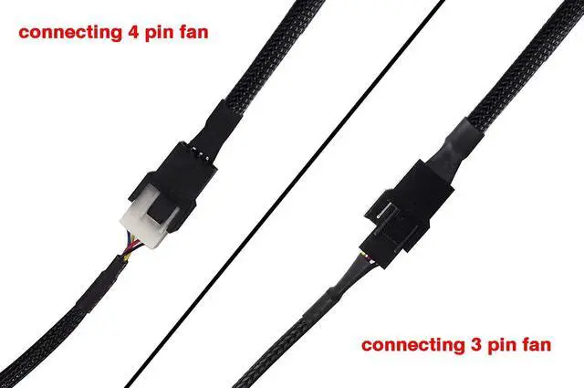 Alt view image 5 of 5 - Fan Splitter Adapter Cable Sleeved Braided Y Splitter Computer PC 4 Pin Fan Extension Power Cable 1 to 3 Converter 10 inches (2 Pack)