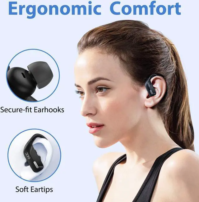 Alt view image 6 of 6 - Bluetooth Headphones-True Wireless Earbuds 48Hrs Playtime Earphones TWS Deep Bass Loud Voice Call Over Ear Waterproof with Microphone Smart LED Display for Sports Running Gaming Workout-Black