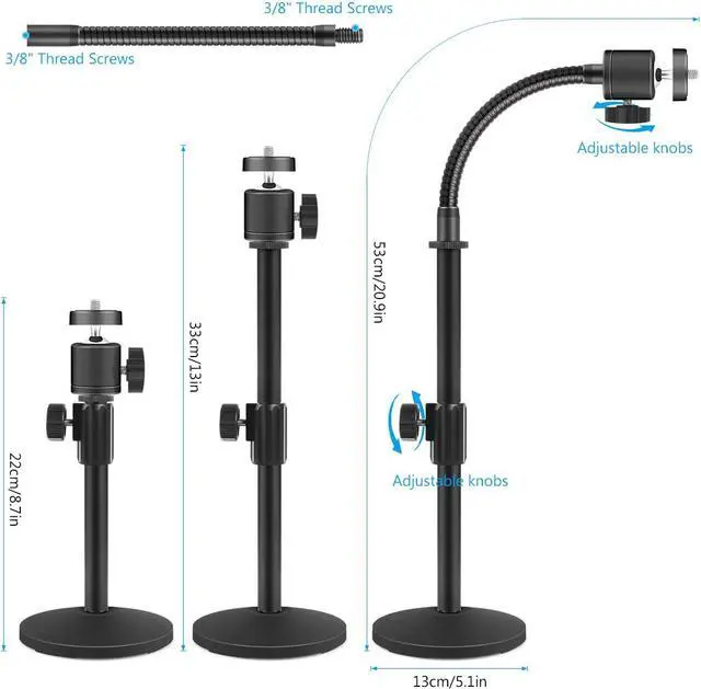Alt view image 2 of 7 - Webcam Stand, Upgraded Flexible Desktop Stand Gooseneck Stands Holder for Logitech Webcam C922 C930e C920S C920 C615 C960 and BRIO and Other Devices with 1/4" Thread