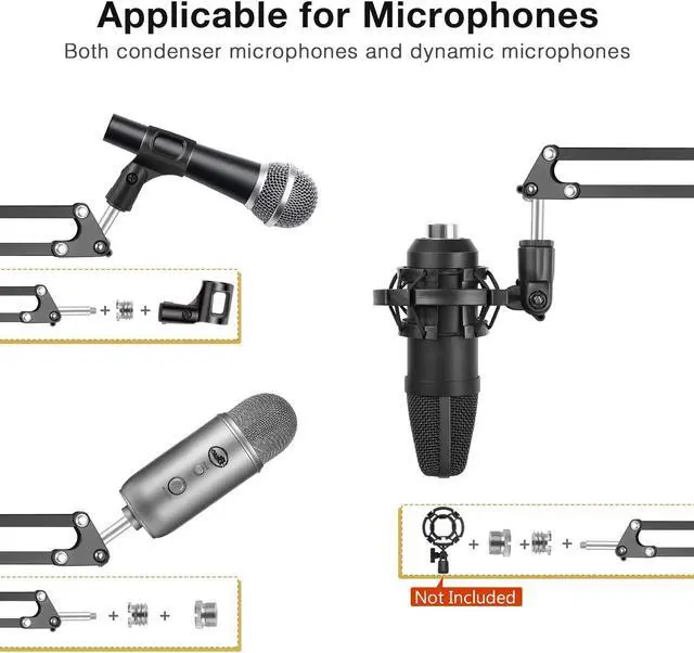 Alt view image 3 of 7 - Webcam Stand, Suspension Boom Scissor Arm Stand for Logitech Webcam BRIO C920 C920S C922 C922x C925e C930 C930e, 1/4"-3/8" and 3/8"-5/8" Screw for Blue Yeti Snowball Yeti Nano and Other Mics