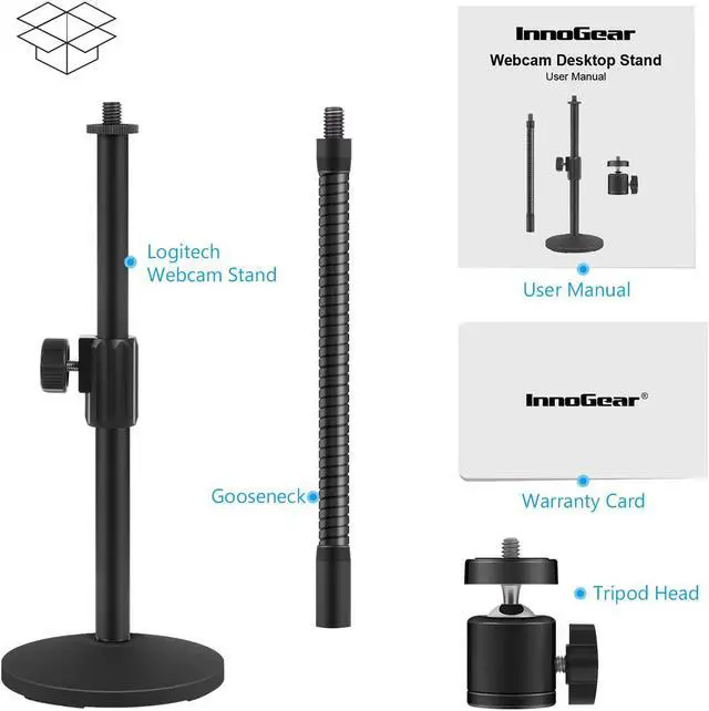 Alt view image 6 of 7 - Webcam Stand, Upgraded Flexible Desktop Stand Gooseneck Stands Holder for Logitech Webcam C922 C930e C920S C920 C615 C960 and BRIO and Other Devices with 1/4" Thread