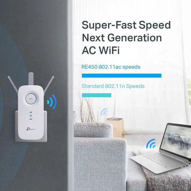 Alt view image 6 of 7 - AC1750 WiFi Extender , PCMag Editor's Choice, Up to 1750Mbps, Dual Band Wifi Range Extender, Internet Booster, Access Point, Extend Wifi Signal to Smart Home & Alexa Devices