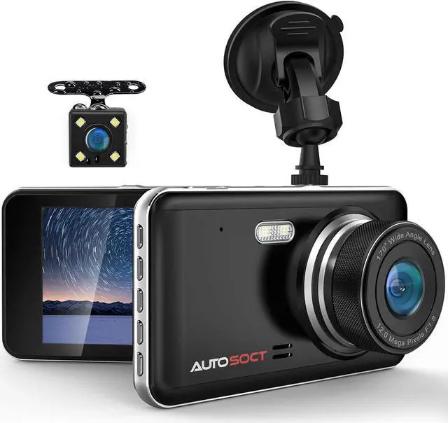 Main image of Dual Dash Cam 4.0 Inch LCD Screen 1080P FHD Front and Rear Camera, Car Driving Recorder with IR Sensor Night Vision, Motion Detection, G-Sensor, 170°Wide Angle and Parking Monitor