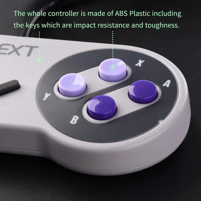 Alt view image 3 of 7 - 2 Pack SNES Retro USB Super Controller Gamepad Joystick, USB PC Super Classic Controller Joypad Gamestick for Windows PC MAC Linux Raspberry Pi 3 Sega Genesis Higan Grey/Purple