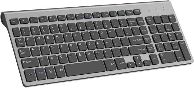 Main image of Wireless Keyboard,2.4G Slim and Compact Wireless Keyboard for Computer,Laptop,Windows,PC,Desktop,Smart TV-Black and Grey