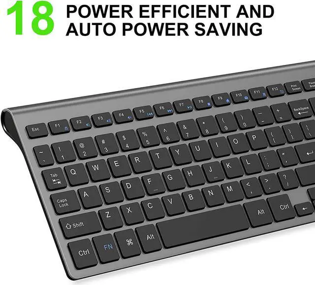 Alt view image 2 of 6 - Wireless Keyboard,2.4G Slim and Compact Wireless Keyboard for Computer,Laptop,Windows,PC,Desktop,Smart TV-Black and Grey