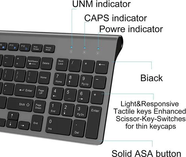Alt view image 4 of 6 - Wireless Keyboard,2.4G Slim and Compact Wireless Keyboard for Computer,Laptop,Windows,PC,Desktop,Smart TV-Black and Grey