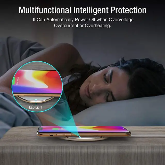 Alt view image 5 of 7 - Wireless Charger Ultra Thin Aviation Aluminum CNC Unibody Fast Charging Pad Gold (NO AC Adapter)