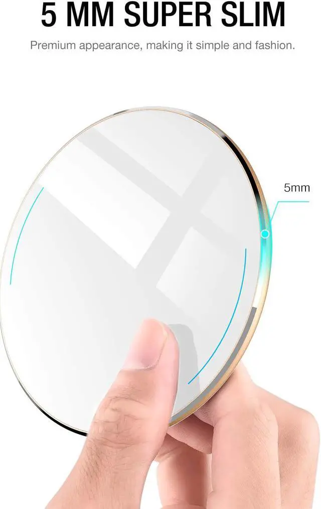 Alt view image 2 of 7 - Wireless Charger Ultra Thin Aviation Aluminum CNC Unibody Fast Charging Pad Gold (NO AC Adapter)