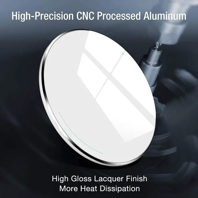 Alt view image 3 of 6 - Wireless Charger Ultra Thin Aviation Aluminum CNC Unibody Fast Charging Pad Silver (NO AC Adapter)