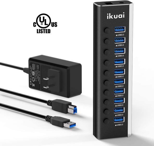 Tilmeld Muldyr Produktion Powered USB Hub 3.0, 10 Port USB 3.0 Data Hub Aluminum USB Splitter with  36W(12V/3A) Power Adapter and Individual On/Off Switches (Black) Hubs -  Newegg.com