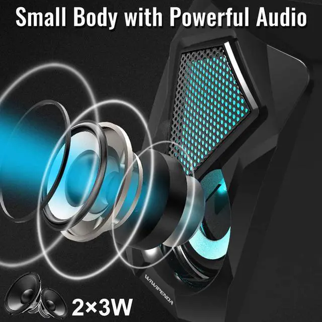 Alt view image 2 of 7 - Computer Speakers X2 Wired PC Speaker 2.0 USB Gaming Powered Stereo Mini Multimedia Volume Control with RGB Lights 3.5mm Aux Input for Phone Tablets Desktop Laptop