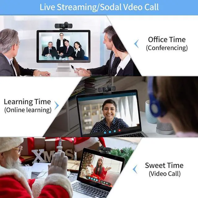 Alt view image 7 of 7 - Webcam,Webcam with Microphone,USB PC Computer Webcam with Privacy Cover and Tripod,Laptop Desktop Full HD Camera Video Webcam,Pro Streaming Webcam for Recording,Calling,Conferencing,Gaming