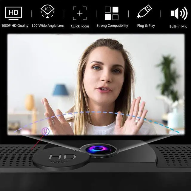 Alt view image 4 of 7 - Webcam,Webcam with Microphone,USB PC Computer Webcam with Privacy Cover and Tripod,Laptop Desktop Full HD Camera Video Webcam,Pro Streaming Webcam for Recording,Calling,Conferencing,Gaming