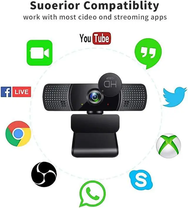 Alt view image 2 of 7 - Webcam,Webcam with Microphone,USB PC Computer Webcam with Privacy Cover and Tripod,Laptop Desktop Full HD Camera Video Webcam,Pro Streaming Webcam for Recording,Calling,Conferencing,Gaming