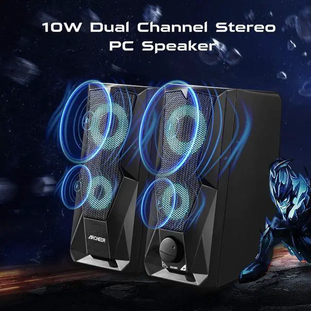 Alt view image 7 of 7 - Computer Speakers 10W RGB Gaming PC Speaker with Enhanced Stereo Colorful LED Light, Dual-Channel Multimedia USB Powered Gaming Speakers for PC Desktop Laptop Tablet Smartphones.
