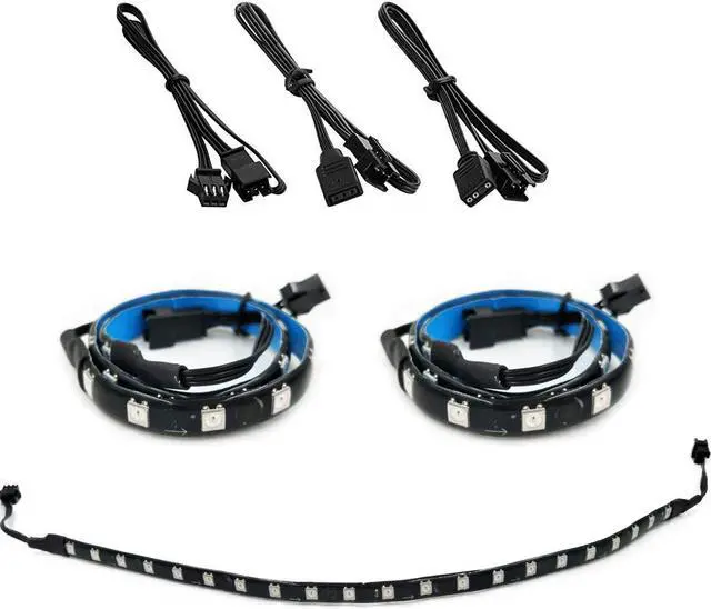 Alt view image 3 of 6 - Addressable PC RGB LED Strip, Magnetic Rainbow PC Case Lighting, 2PCS Strips 42LEDs for 5V 3-pin ARGB LED headers, for ASUS Aura SYNC, Gigabyte RGB Fusion, MSI Mystic Light Sync Motherboard
