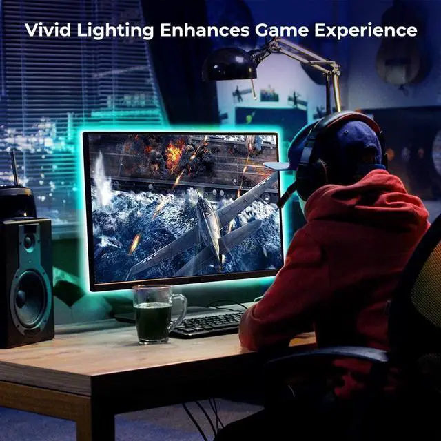 Alt view image 3 of 5 - TV LED Strip Lights, 6.56FT RGBIC TV LED Backlights with App Control, Music Sync, Scene Mode, Color Changing LED Light Strip with Timer for HDTV PC Computer Gaming, USB Powered