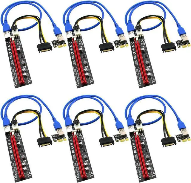 Main image of PCIE Riser Cable VER006C,GPU Risers for Mining Rigs,GPU Extension Cable,GPU Crypto Currency Mining Cable with 6Pin-SATA Power Cable and 23.6in Extension Cable,Extend PCIE X1 to PCIE X16