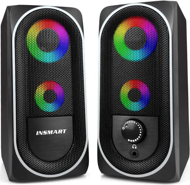 Main image of Computer Speakers, 2.0 Stereo Volume Control with RGB Light USB Powered Gaming Speakers for PC/Laptops/Desktops/Phone/Ipad/Game Machine (5Wx2)