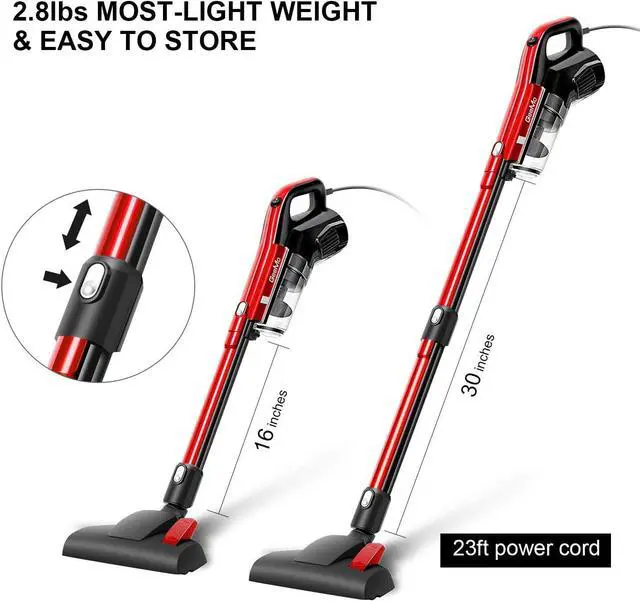 Alt view image 3 of 7 - Vacuum Cleaner Corded 17000PA 3 in 1 Stick Vacuum Cleaner with HEPA Filter Lightweight for Home Hard Floor