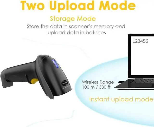 Alt view image 5 of 5 - Wireless Barcode Scanner 328 Feet Transmission Distance USB Cordless 1D Laser Automatic Barcode Reader Handhold Bar Code Scanner with USB Receiver for Store, Supermarket, Warehouse