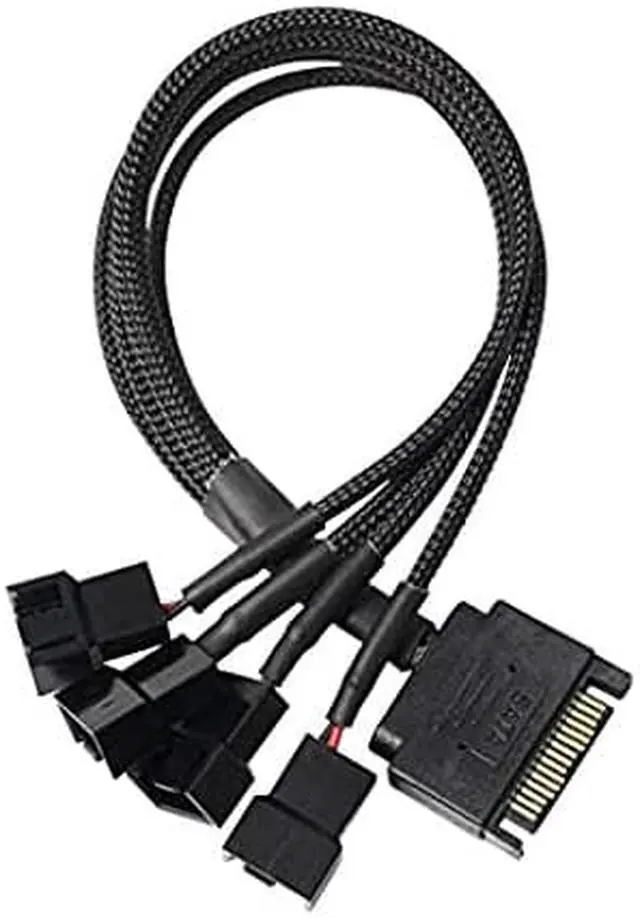 Alt view image 4 of 7 - SATA to 3 Pin 4 Pin Fan Adapter,15pin SATA to 4 x 3 pin / 4 Pin 12V PC Case Fan Splitter Extension Power Cable Adapter-28cm-2pcs