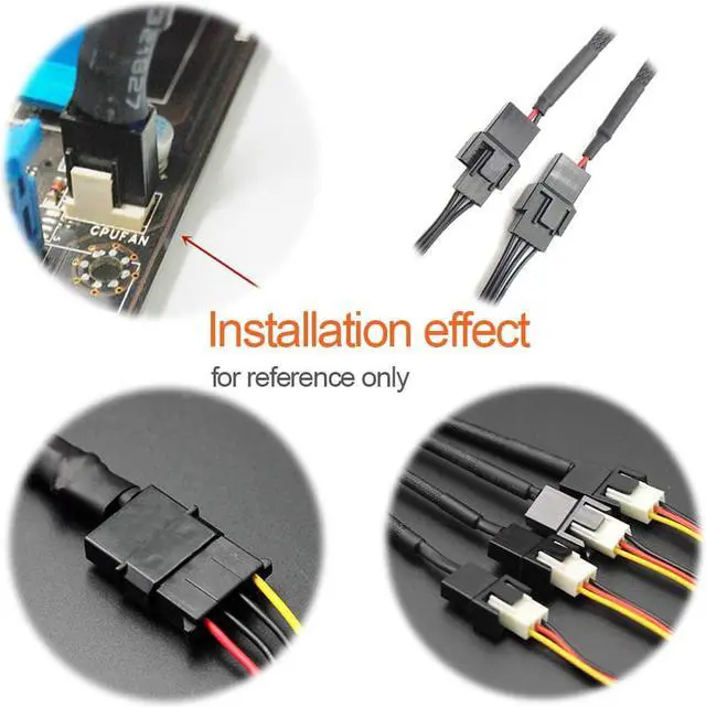 Alt view image 5 of 7 - 2PCS 4 Pin PWM Fan Extension Cable and 4-Pin IDE to 3X 4-Pin Fan Connector, Sleeved Braided Y Splitter, for Computer PC 4 Pin Fan Extension Power Cable, Cooling Fans Cable