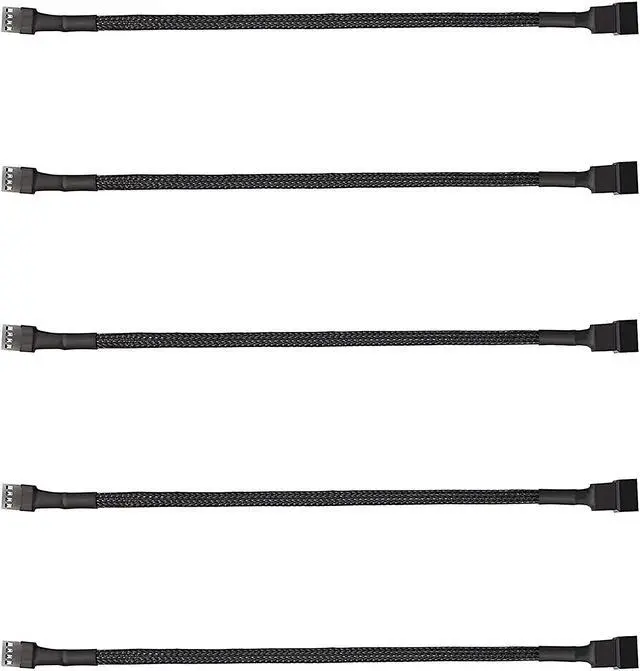 Main image of 5 Pack 4-Pin PWM Fan Splitter Cable, Sleeved Braided Adapter Computer PC Fan Power Extension Cable Converter for Computer ATX Case 4-Pin/3-Pin Cooling Fan Cable (10.6")