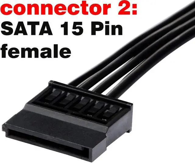 Alt view image 4 of 5 - Molex IDE 4 Pin Male to 15 Pin Female SATA Power Converter Adapter Cable Hard Drive HDD SSD Power Extension Cable 24 inches (2 Pack)