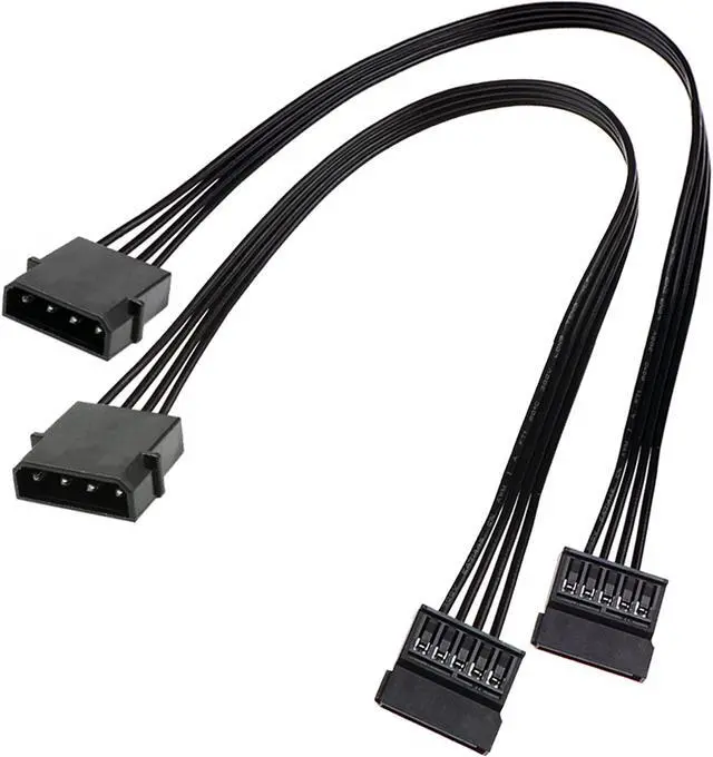 Main image of Molex IDE 4 Pin Male to 15 Pin Female SATA Power Converter Adapter Cable Hard Drive HDD SSD Power Extension Cable 24 inches (2 Pack)