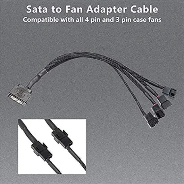 Alt view image 6 of 7 - SATA to 3 Pin 4 Pin Fan Adapter,15pin SATA to 4 x 3 pin / 4 Pin 12V PC Case Fan Splitter Extension Power Cable Adapter-28cm-2pcs