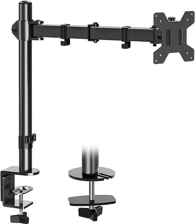 Main image of Single Monitor Desk Mount, Fully Adjustable Single Monitor Arm Stand, Computer Screen Mount for 1 Max 32 Inch Display, Monitor Stand with Clamp&Grommet Base, Fit VESA 75x75/100x100,