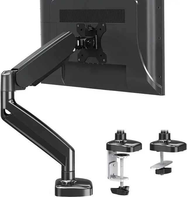 Main image of Single Monitor Desk Mount - Adjustable Gas Spring Monitor Arm, VESA Mount with C Clamp, Grommet Mounting Base, Computer Monitor Stand for Screen up to 32 inch