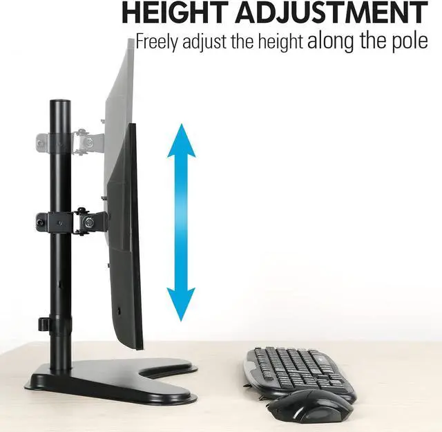 Alt view image 2 of 7 - Single Monitor Stands, Freestanding VESA Monitor Desk Mount fits 13 to 32 inch Computer Screen with Height Adjustable, Swivel, Tilt, Rotation, VESA 75x75 100x100