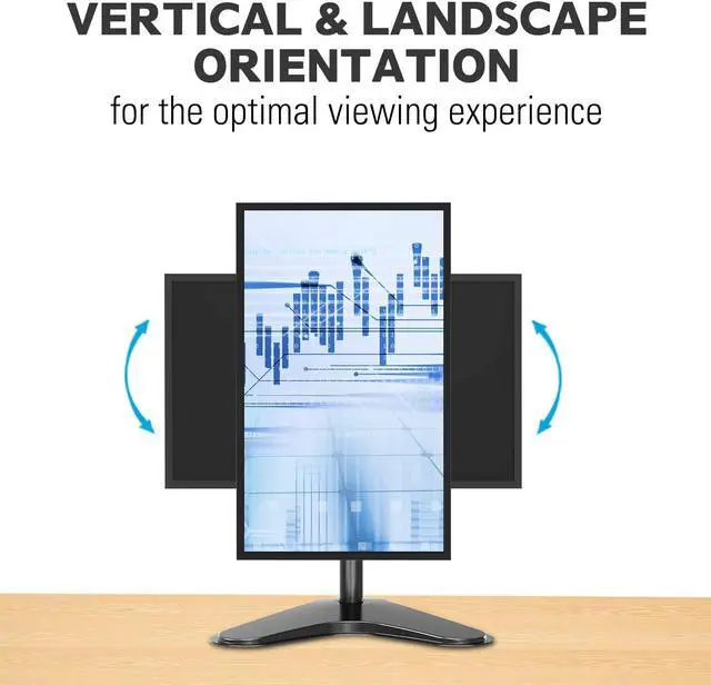 Alt view image 7 of 7 - Single Monitor Stands, Freestanding VESA Monitor Desk Mount fits 13 to 32 inch Computer Screen with Height Adjustable, Swivel, Tilt, Rotation, VESA 75x75 100x100