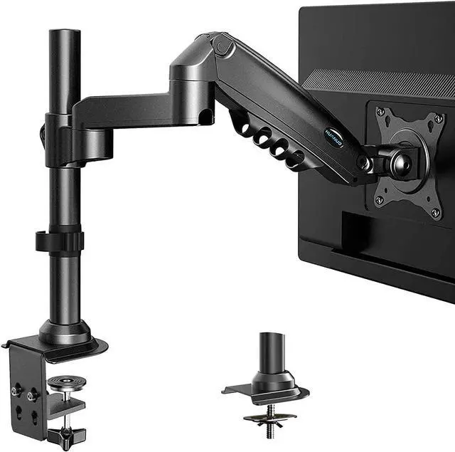 Main image of Single Monitor Mount- Gas Spring Single Monitor Arm,Monitor Desk Mount Fit 17 to 34 inch Screens, Height Adjustable VESA Mount with Clamp, Grommet Mounting Base, Hold up to 19.8lbs
