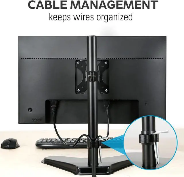 Alt view image 6 of 7 - Single Monitor Stands, Freestanding VESA Monitor Desk Mount fits 13 to 32 inch Computer Screen with Height Adjustable, Swivel, Tilt, Rotation, VESA 75x75 100x100