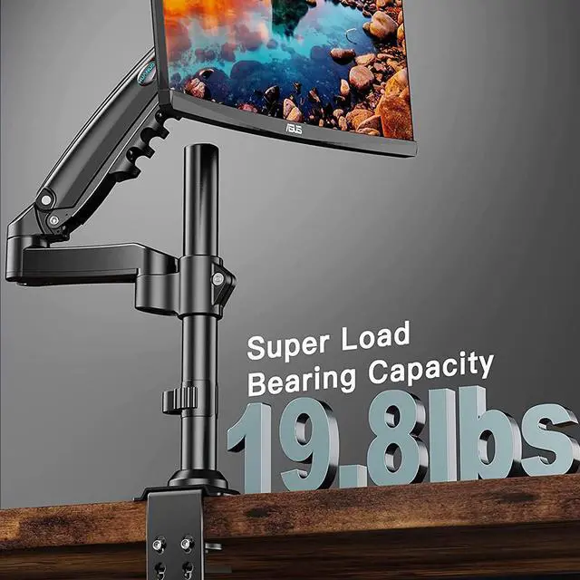 Alt view image 7 of 7 - Single Monitor Mount- Gas Spring Single Monitor Arm,Monitor Desk Mount Fit 17 to 34 inch Screens, Height Adjustable VESA Mount with Clamp, Grommet Mounting Base, Hold up to 19.8lbs