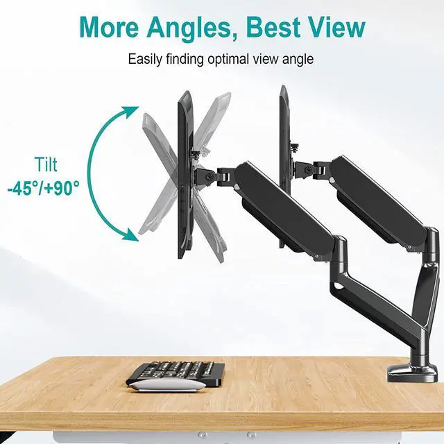 Alt view image 2 of 7 - Dual Monitor Mount Fits 13 to 32 Inch Computer Screen, Height Adjustable Monitor Stand for 2 Monitors, Gas Spring Monitor Arm Holds up to 17.6lbs Each, Monitor Desk VESA Mount 75x75, 100x100