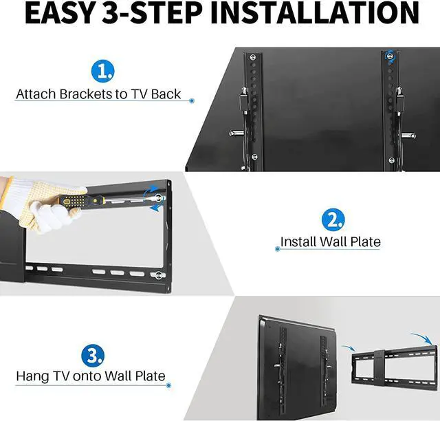 Alt view image 6 of 6 - Tilting 32-86 inch TV Wall Mount for Most Plasma LCD LED Flat Screen TVs and Monitors, Max VESA 600x400mm Supports Wall Mount TV up to 165 lbs