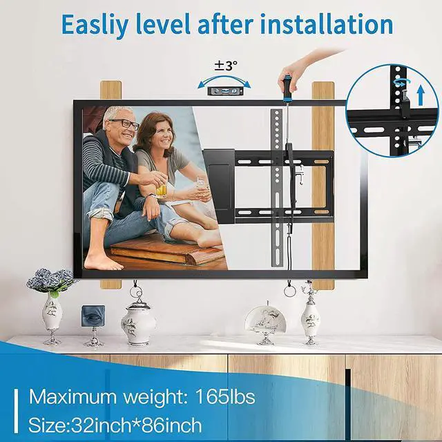 Alt view image 4 of 6 - Tilting 32-86 inch TV Wall Mount for Most Plasma LCD LED Flat Screen TVs and Monitors, Max VESA 600x400mm Supports Wall Mount TV up to 165 lbs