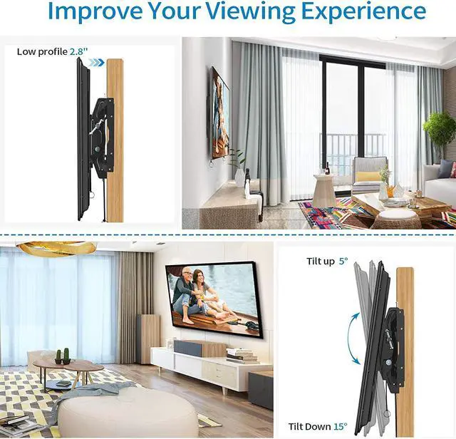 Alt view image 3 of 6 - Tilting 32-86 inch TV Wall Mount for Most Plasma LCD LED Flat Screen TVs and Monitors, Max VESA 600x400mm Supports Wall Mount TV up to 165 lbs