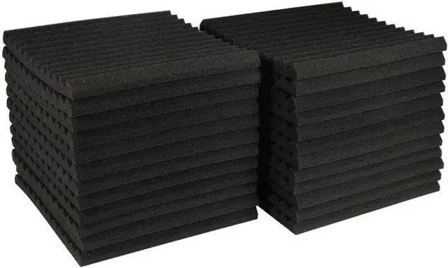 Alt view image 2 of 6 - Soundproof Foam Panels Square  Professional 12x12x1 Inch Acoustic Tiles | Wall Noise Canceling Dampening Absorbing Barrier Padding Pads | Studio Ceiling Bedroom, Flameproof Non-Stick (50 Pack Black)