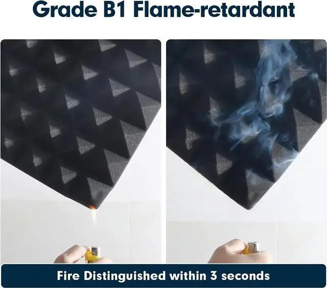 Alt view image 3 of 7 - 24 Pack Acoustic Panels, 12 x 12 x 2 Inches Sound Proof Foam Panels for Walls, Acoustic Foam Panels, Soundproof Wall Panels, Flame Retardant Sound Panels (12X12X2 inches, black-24pack)